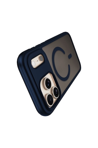 Buff Apple iPhone Uyumlu 17 Pro Max Magsafe Air Bumper Kılıf Dark Blue Koyu Mavi