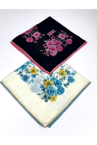 Eripek 2'li Paket Oyalı Pamuk Yazma 6594 Siyah-Krem