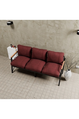 Mb Garden Furnıture Simetri Model, Balkon, Bahçe, Cafe, Metal Koltuk Takımı, Bahçe Takımı , Çay Seti, Üçlü Koltuk Bordo