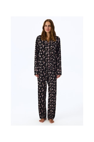 Penti Siyah Floral Dream Uzun Kollu Gömlek Pantolon Pijama Takımı