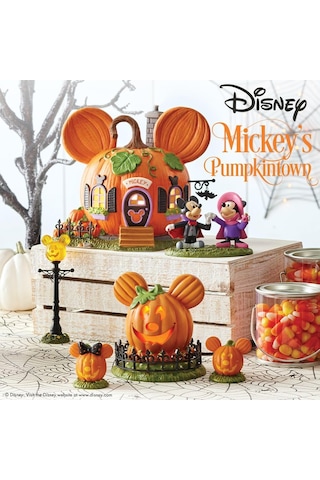 Department 56 Disney Village Cadılar Bayramı Aksesuarları Pumpkintown Mickey Mouse Town Center Işıklı Heykelcik, 1 Diğer
