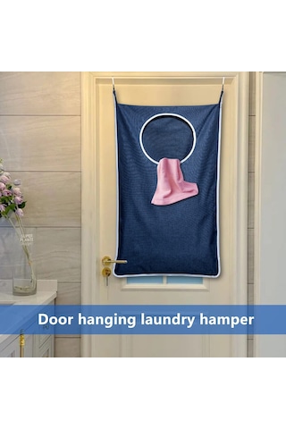 Cbtx Banyo Kirli Elbise Sepeti Çamaşır Saklama Çantası Duvara Montaj Asılı Giyim Organizatör Mavi Diğer