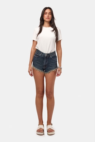 Itsbasic Kadın Koyu Kot 2s6 Mini Boy Paça Püsküllü Denim Şort