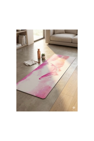 Taşıma Çantalı Pembe Desenli Kaymaz Tpe Yoga Matı & Egzersiz Minderi - 6mm Kalınlık