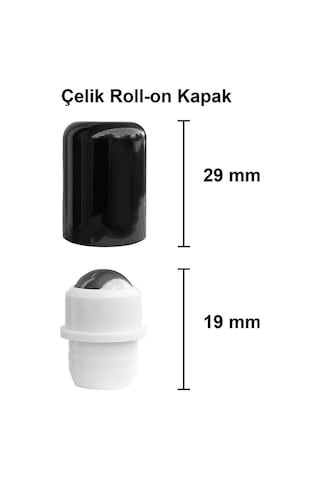 Çelik Roll On Şişesi 100 ML Sızdırmaz Siyah Kapaklı Amber Cam Şişe 1 Adet