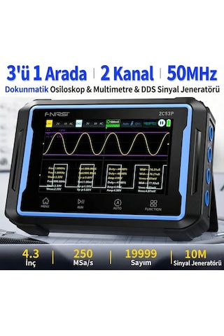 Fnırsı 2c53p 3'ü 1 Arada Çift Kanallı Tablet Osiloskop + Multimetre + Fonksiyon Jeneratörü