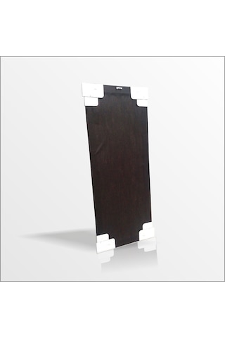 40X100 Cm Siyah Çerçeveli Gümüş Yaldız Varaklı Cam Boy Aynası Gümüş - Siyah