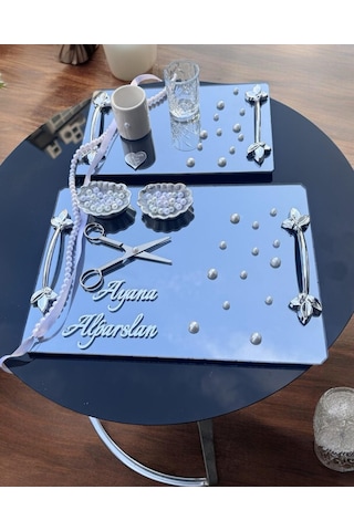 Tycho İncili Söz Nişan Yüzük Tepsisi İncili Kurdale Hediye Gümüş