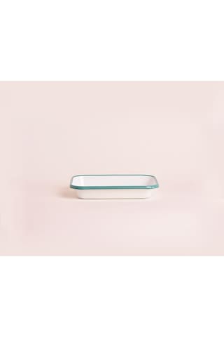 Emaye 22x16cm Meze Tabağı Beyaz - Kordon Turkuaz Mavi