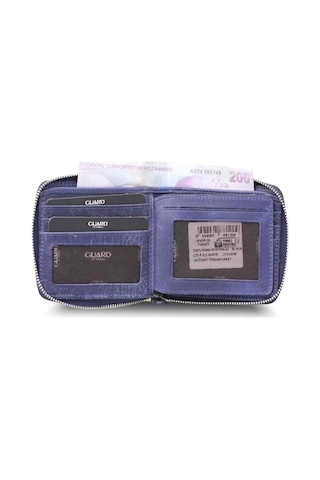 Guard Antique Navy Blue Zipper Horizontal Mini Leather Wallet - Grd2403xw22460 Mavi