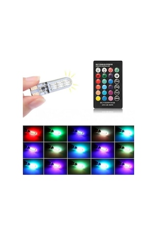 Kumandalı Rgb T10 Park Ledi Far Ledi Renkli Park Ampulü