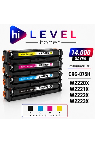 Ht-crg075h-set Hilevel Toner,canon Mf663 14k Sayfa 4 Renk Cmyk Chipli Muadil Toner