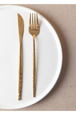 The Mia Shiny Çatal Kaşık Bıçak Takımı Mat Gold 36 Parça Gold