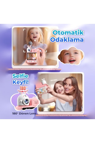 Jd30 3.0" Ekran 1080P Video 180 Derece Dönen Lens Anında Baskılı Çocuk Kamerası