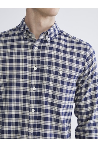 Lcwaıkıkı Classic Ekru Regular Fit Uzun Kollu Ekose Erkek Gömlek