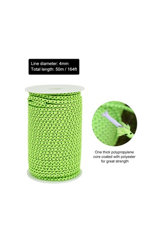 Monyee 50m 4mm Dış Mekan Çadır İpi, Yansıtıcı Tel Ve 6 Adet Alüminyum Gergi Regülatörü İle, Gece Güvenliği Ve Dayanıklılık Sağlar Çok Renkli