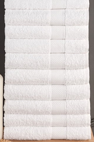 Blanc 10'lu 50x90cm El Yüz & Saç Havlusu Seti Havlu El Havlusu Banyo Havlusu I Çeyiz Havlusu Beyaz