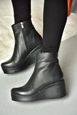 Fox Shoes R667930003 Siyah Hakiki Deri Kadın Bot Siyah