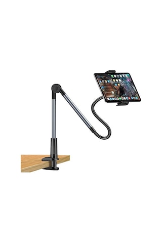 Tablet Ve Telefon Tutucu Masa Standı 360 Döner Ayarlanabilir Metal Kollu 4.7-12.9 İnç Uyumlu