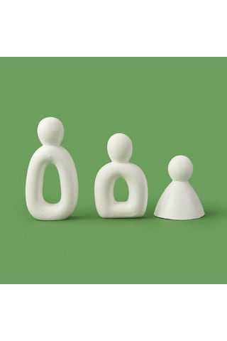 Evidea Deco 3'lü Family Obje - Beyaz Beyaz