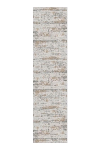 Makinede Yıkanabilen Kaymaz Tabanlı Vintage Kesme Yolluk Ar648, Bej, 60 X 150 Çok Renkli