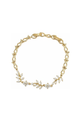 Cm Jewelry Zirkon Taşlı Çiçek Bileklik Gold Zarif Kadın Bileklik Altın
