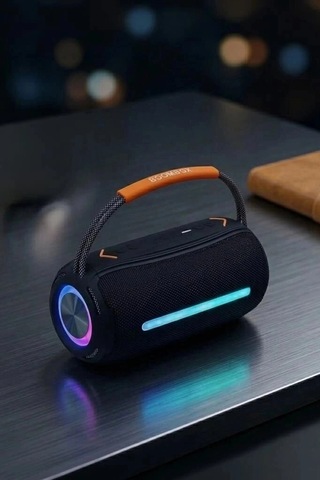 Özel Seri Torima Booms Box 360 Siyah Bluetooth Hoparlör Plaj Işıklı Parti