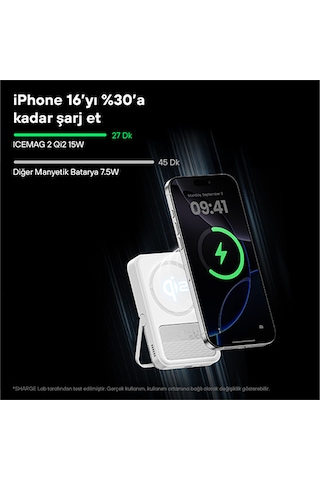 Sharge IceMag 2 - Magsafe Destekli Kablosuz Hızlı PowerBank - Beyaz