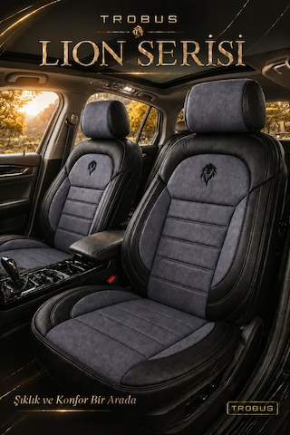 Honda Civic Fc5 2016-2021 Uyumlu Lion Serisi Tay Tüyü Füme Siyah Premium Koltuk Kılıfı