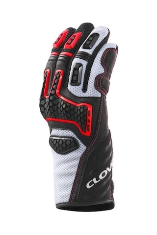 Clover Gts-3 Korumalı Yazlık Motosiklet Eldiveni Beyaz Kırmızı