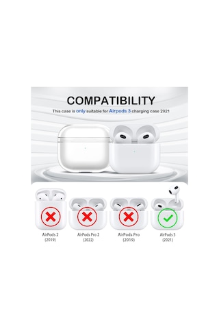 Mobaxaksesuar Apple Uyumlu AirPods 3. Nesil İle Kılıf Kristal Silikon Şeffaf Case Şeffaf