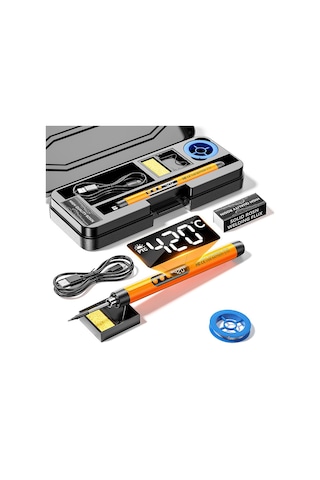 Valkyrie Şarjlı Dijital Ekranlı Havya Seti 420 C Ayarlanabilir Sıcaklık Type-c Hızlı Şarj