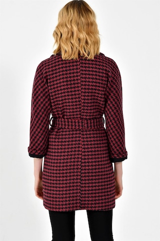Z6623 Dewberry Bayan Palto-bordo-siyah