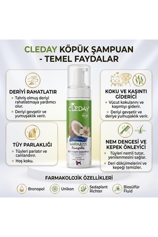 Kedi Ve Köpekler İçin Su Gerektirmeyen Köpük Şampuan 200 Ml