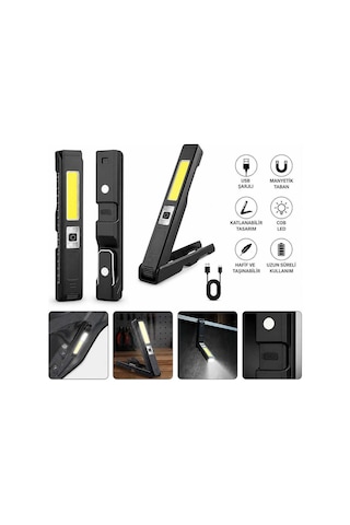 Gold Silver Gs-2070 30w Şarjlı Mıknatıslı Katlanabilir Led Çalışma Tamirci Feneri Evimdeyokyok