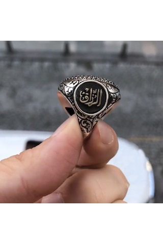 925 Ayar Gümüş Felak Suresi İşlemeli Yan Kısımlarında Allah Lafzı Yazılı Dualı Erkek Yüzük Gümüş