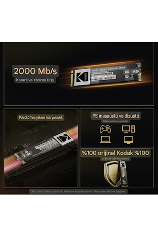 Kodak 256gb.x350 Ssd M.2 2280 Ce Lisanslı Nvme Pcle Gen 3.0x4