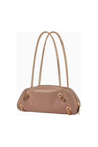 Stella Mccartney Falabella Zincir Detaylı Bej, Shaggy Deer Vegan Bowling Omuz Çantası