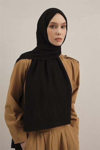 Armine Logo Drop Pamuk İpek Şal 01 Siyah