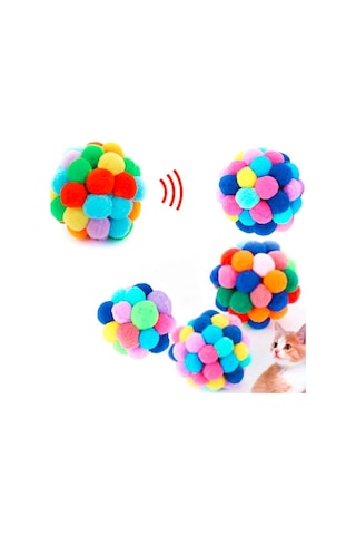 7 CM Ponpon Top Çıngıraklı Kedi Oyuncağı 2'li Çok Renkli 7 CM Ponpon Top Çıngıraklı Kedi Oyuncağı 2'li Çok Renkli