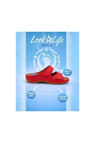 Look Life Kadın Kırmızı Jelly Cool Halluks Valgus Ortopedik Terlik - Anneler Günü Hediyesi