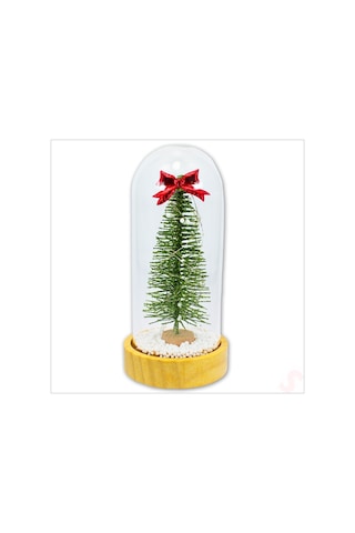 Yılbaşı Ağaçlı Ve Led Işıklı, 17cm X 8cm Cam Fanus