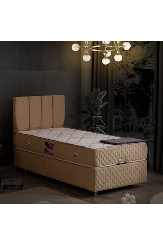 Setaymobilya Baza, Tetra Bej Tek Kişilik Baza + Başlık + Deluxe Yatak