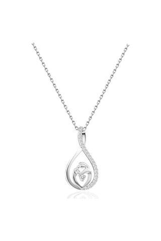 Brezza Lusso Jewelry Sonsuzluk Zirkon Taşlı Anne Bebek Gümüş Kolye 45 CM