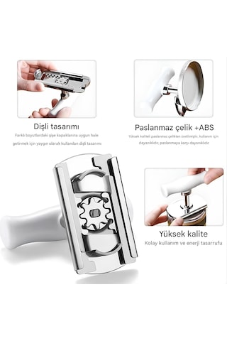 Kanji Pratik Kavanoz Ve Şişe Kapak Açacağı - Beyaz Paslanmaz Çelik, Ayarlanabilir, Ergonomik Tutma Sku: Smg8690010558879 Diğer
