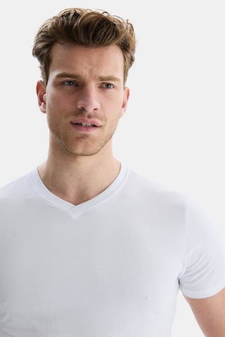 Ucla Vanness Beyaz V Yaka Yaka Tshirt Düz Erkek Tshirt Beyaz