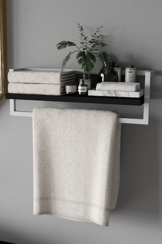 Aju Havluluk Banyo Rafı Havlu Askısı Şal Aksesuar Bakım Ürünleri Banyo Mutfak Düzenleyici. Beyaz - Siyah