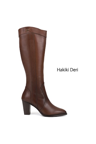 Gönderir Gönderi R Kadın Kahve Antik Sivri Burun Kalın Topuklu Hakiki Deri Çizme Gkzc13447518 Kahverengi
