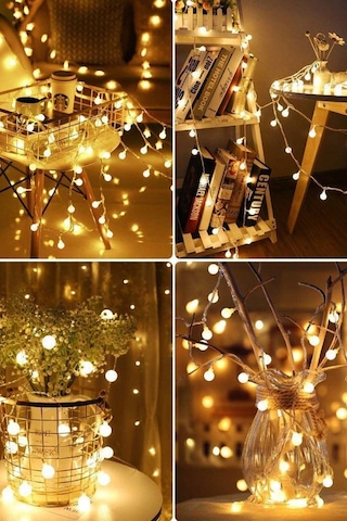 Led Işıklı Ampul Top Dizeleri 20'li 3 Metre Dekoratif Süsleme Ev Dekorasyonu Top Dizeleri