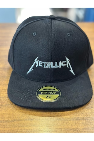 Metallica Nakışlı Siyah Hip Hop Snapback Rapper Basket Cap Şapka Siyah